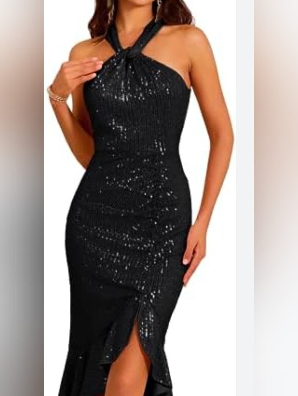 Grace Karin Black One-Shoulder Sequin Evening Gown